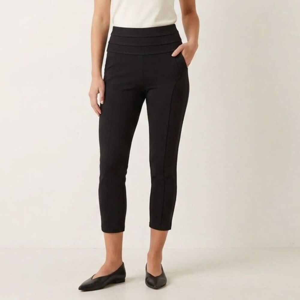 Mac and Me Modernist Sculpted Black High-Waisted Ankle Leggings Pants SZ L